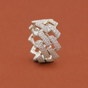 Iced Out Exclusive Cuban Link Design Moissanite Diamond <b>Silver</b> Hip Hop <b>Ring</b> <b>for</b> <b>Men</b> - Product Image 2