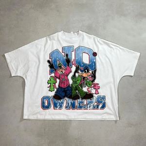 T-shirt Homme Col Rond Effet Délavé Acide avec Strass, 220 Grammes, Molleton Bouclette, Impression DTG, Coupe Oversize Courte et Carrée, Grandes Tailles - Product Image 6