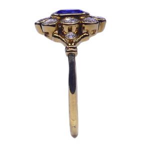 Gemvanity R995 Plaqué Or 14K Luxe Classique Sertissage Canal Diamant Tanzanite Taille Brillant Unisexe Cadeau de Fiançailles et de Mariage - Product Image 3