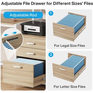 Scrivania Ergonomica da Ufficio da 63 Pollici con Supporto Monitor, Tavolo Industriale per Computer Stampato con Cassettiera Portadocumenti - Product Image 3