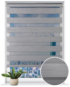 Store enrouleur zébré double couche en textile, filtre la lumière, rayures horizontales, installation au plafond, commande par cordon à billes, style minimaliste - Product Image 2