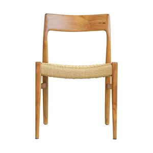 Silla de Comedor Moderna de Madera de Teca Sólida con Ratán Natural Tejido a Mano, Estilo Escandinavo, Proveedor de Muebles para Restaurantes, Cafés y Hoteles - Product Image 5