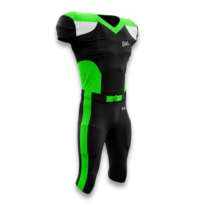 Custom Men's Black Green American Football Jersey Short Sleeve V-<b>Neck</b> Moisture Wicking Fitted Sport Apparel - Product Image 4