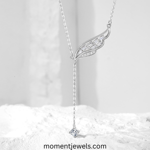 Collar con Colgante de Alas de Plata de Ley 925 para Mujer, Chapado en Platino con Incrustaciones de Circonio, Joyería de Estilo Urbano, 6g - Product Image 1