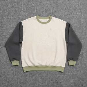 Men's Two Tone Color Crew Neck Pullover Sweatshirt Regular Fit Knitted Cotton 300GSM Long Sleeve Winter Wear Breathable Hoodies - Product Image 2