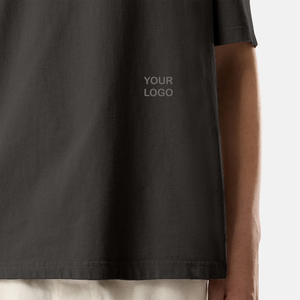 เสื้อยืดคอตตอนออร์แกนิคพรีเมียมขนาดใหญ่พิเศษสำหรับผู้ชาย โลโก้ปัก ย้อมสีแบบ Garment Dyed สไตล์สตรีทแฟชั่น เสื้อยืด OEM เสื้อยืดผู้ชาย เสื้อผู้ชาย - Product Image 5