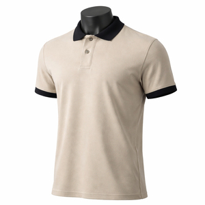Wholesale Custom Golf Polo Contrast <b>Collar</b> Polo <b>Shirt</b> Beige Black Custom Print Embroidery Manufacturer Men Polo <b>T</b> <b>Shirt</b> - Product Image 2