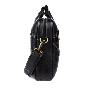 Sac pour ordinateur portable en cuir pour hommes, mallette de bureau |   Sac à bandoulière pour ordinateur portable avec plusieurs poches zippées - Product Image 3