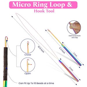 Hair Extension Pliers Kit With Rainbow Metal Tweezers And Threader Tools For Installation And Removal - Product Image 4
