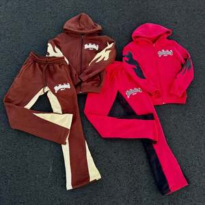 Ensemble sweat à capuche et pantalon de jogging évasé en molleton de coton épais pour femme – Survêtement de sport deux pièces de haute qualité - Product Image 3
