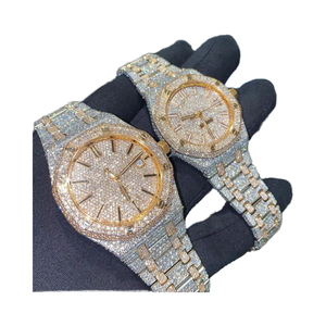 Montre de luxe pour hommes en acier inoxydable Moissanite Brilliant Diamond Hip Hop Collection Rectangle Crystal Dial ETA Perfect - Product Image 1