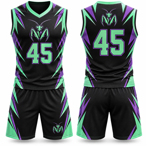 Conjunto de Uniforme de Baloncesto Sublimado, Camiseta y Pantalones Cortos con Cintura Elástica y Cordón Ajustable, para Entrenamientos y Eventos de Liga - Product Image 2