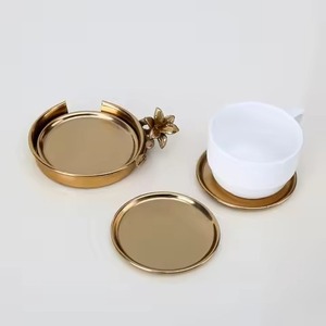 Elegant Metal Coaster Set Round Drink Mats Decorative <b>Table</b> <b>Protector</b> for Coffee <b>Table</b> Restaurant Hotel Bar Home Decor - Product Image 1