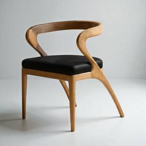 Silla de Comedor Moderna de Madera de Teca Sólida de Alta Gama con Asiento de Cuero Genuino para Restaurantes, Hoteles y Apartamentos de Lujo - Product Image 3