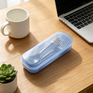 Portable Plastic Flatware Set Travel Cutlery Kit with <b>Storage</b> <b>Box</b> Colorful Picnic Spoon Fork Knife for Outdoor Use - Product Image 3