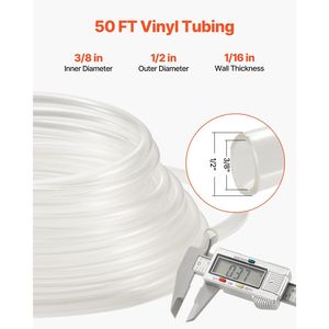 Tubo in PVC Trasparente 3/8'' ID X 1/2'' OD 50FT, Alta Resistenza, Spessore Parete 1/16, Flessibile e Tagliabile - Product Image 2