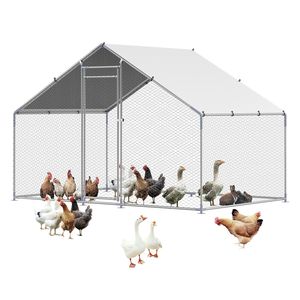Grande Pollaio in Metallo 9.8x6.5x6.5ft con Tetto a Spiovente e Serratura di Sicurezza, Recinto per Galline con Copertura - Product Image 6