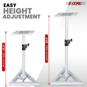 5 Core <b>Speaker</b> <b>Stand</b> 2Pc Heavy Duty Adjustable Telescoping Height 59.5" Triangle Base 100Lb Capacity - Product Image 2