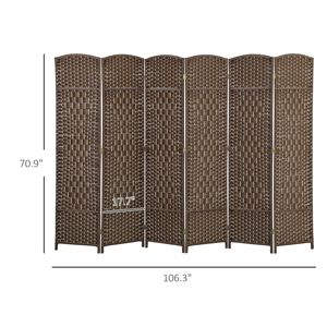 Divisorio Pieghevole Artigianale in Legno a 6 Pannelli, Alto 1,8 m, Autoportante, Marrone, per Privacy in Casa e Ufficio - Product Image 3