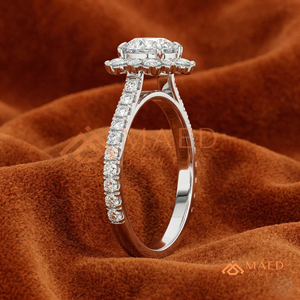 <b>Silver</b> Round Cut Floral Halo <b>Ring</b> – Vintage-Inspired Starburst Statement Brilliant <b>Silver</b> Sunburst <b>Solitaire</b> – Lab-Diamond - Product Image 2