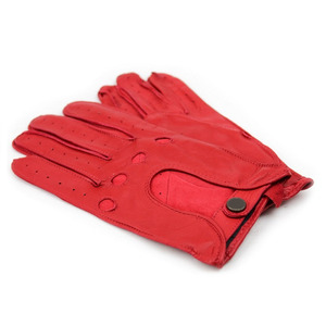 Guantes de Conducción de Cuero Rojos con Dedos Completos y Diseño Perforado, Unisex, para Todas las Estaciones, Guantes de Conducción de Cuero Profesionales para Hombre - Product Image 2