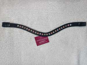 Bandeau de tête de cheval en cuir de qualité élégante avec boutons à pression et cristaux bleus et argentés, fabricant grossiste - Product Image 3