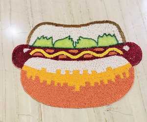 Mantel Individual de Tela con Diseño de Hot Dog y Cuentas Hechas a Mano, Forma Personalizada, Accesorio Decorativo para Cocina - Product Image 2