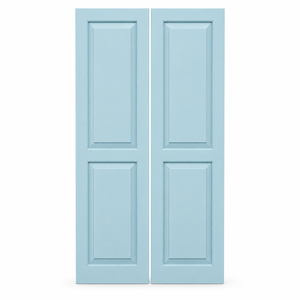 Volets de fenêtre en bois massif bleu clair à panneaux surélevés, volets décoratifs extérieurs personnalisés pour la décoration de la maison, volets en bois massif - Product Image 1