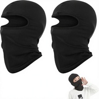 2 pièces - Balaclava pour enfants - Masque de ski thermique noir - 100% acrylique - Réglable - Coupe-vent - Cache-cou - Unisexe - Bébé - Garçons - Cyclisme