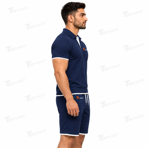 Conjunto Premium de Camiseta Polo y Pantalones Cortos para Hombre, 230 GSM, Algodón, Estilo Casual de Verano, Ropa Urbana, Logotipo Personalizado, OEM, Marca Privada - Product Image 2
