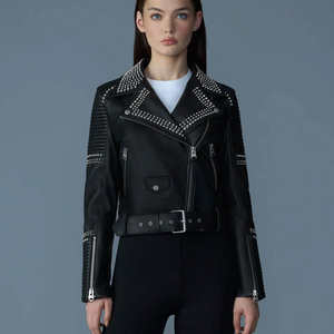 Vestes en cuir pour femmes respirantes à prix abordable en vente, nouvelle arrivée, vestes en cuir véritable personnalisées avec clous en gros - Product Image 2