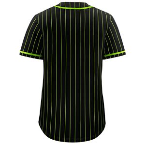 เสื้อเบสบอลลายทางสีดำสีเขียวแขนสั้นผู้ชายติดกระดุมด้านหน้าผ้าโพลีเอสเตอร์ดูดซับความชื้นชุดกีฬา - Product Image 2