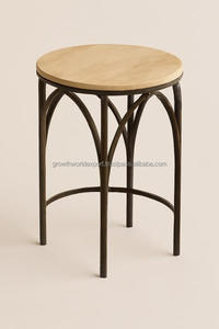 Industrial Style Round Wooden Bistro <b>Stool</b> with Strong Steel Metal Legs – Modern Minimalist Cafe & Kitchen Seating Chair 2026 - Product Image 5