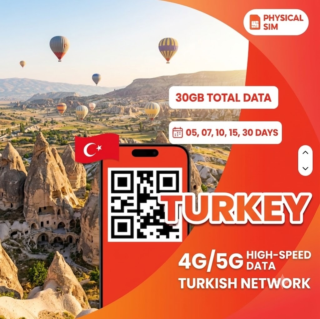 Turkey <strong>eSIM</strong> 4G/5G High-Speed Mobile Data, Prepaid Travel <strong>SIM</strong> with Instant QR Activation, No Roaming Fees for Tourists