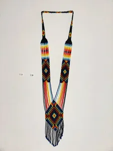 TOP CLASSY VINTAGE Tribal Seed Bead <b>Necklace</b> Earrings Set | <b>Boho</b> Fringe Jewelry for birthday , christmas - Product Image 4