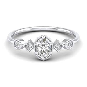 Bagues de fiançailles REYES personnalisables en moissanite taille ovale 0,53 ct en argent sterling 925 de luxe, bijoux tendance pour elle - Product Image 1