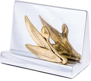 <b>Metal</b> Decorative Business Card Holder Golden Olive Branch Design Desk Organizer for Office Home - Product Image 4