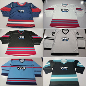 เสื้อฮอกกี้น้ำแข็งแบบกำหนดเองสำหรับผู้ชาย สีดำ คอวี แขนยาว พิมพ์ลายแบบ Sublimation ระบายอากาศได้ดี ผลิตจากโพลีเอสเตอร์ สำหรับผู้ใหญ่ ทรงปกติ - Product Image 3