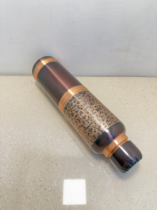 Premium Engraved Floral Pure Copper Water Bottle 1000ml Antique Finish Flask Luxury Meena Print Eco-Friendly Metal <b>Drinkware</b> - Product Image 3