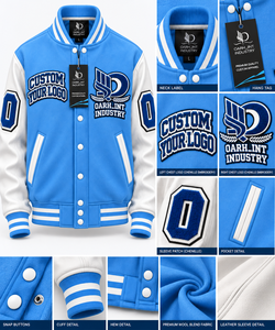 OARH_INT INDUSTRY เสื้อแจ็คเก็ตวาร์ซิตี้สีขาวสำหรับผู้ชาย ปักโลโก้ สไตล์พรีปปี้ ใส่ได้ในฤดูใบไม้ร่วง - Product Image 6