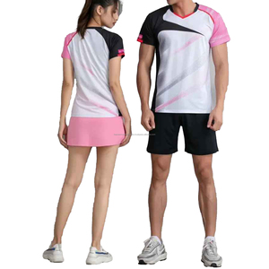 Conjunto de uniforme de tenis con estampado de sublimación personalizado, camisa y pantalones cortos deportivos transpirables de secado rápido para hombres y mujeres - Product Image 1