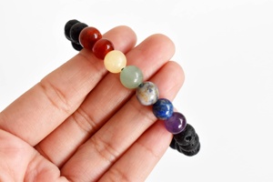 Wholesale Premium Quality 7 Chakra Diffuser Lava Stone Crystal Fashion <b>Beaded</b> <b>Bracelet</b> - Product Image 2