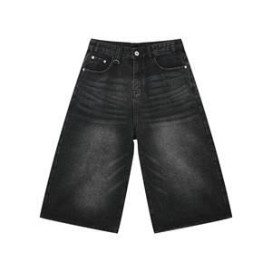 Shorts en jean pour hommes, décontractés, style streetwear américain, taille mi-haute, coupe droite, tricotés, coupe ample, légers, pour le quotidien - Product Image 3