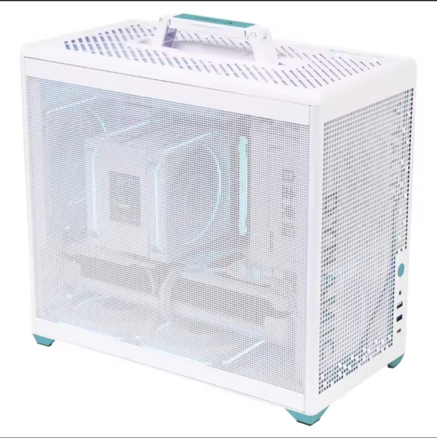 Portable Gaming PC Case with Handle Mesh Side Panel High Airflow Compact MATX Computer Chassis for DIY Desktop