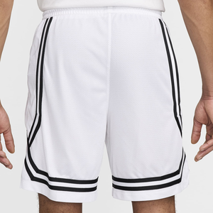 Shorts de basket-ball blancs pour hommes avec bandes latérales noires, taille élastique, style sportif respirant, longueur Bermuda - Product Image 1