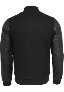 Veste de sportswear en tissu et cuir avec manches en cuir, broderie de haute qualité, logo personnalisé, conçue pour un look unisexe moderne - Product Image 4