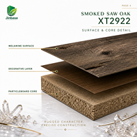 Panneau de particules mélaminé Jinbase XT2922 de première qualité en chêne fumé 18 mm, finition E0 pour armoires et meubles d'intérieur