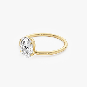 Bague de fiançailles classique en or jaune pour femme, diamant de laboratoire de qualité supérieure, taille ovale, 1 carat - Product Image 2