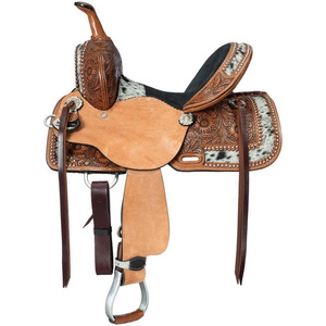 EquiElite Exports Selle de cheval Western traditionnelle haut de gamme pour le barrel racing, très vendue, en cuir de haute qualité, avec arceau en bois, acier et laiton - Product Image 2