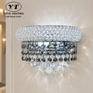 Lámpara de pared moderna de cristal con marco de metal plateado, dos bombillas E14, montaje empotrado para dormitorio, hotel, pasillo, sala de estar - Product Image 1